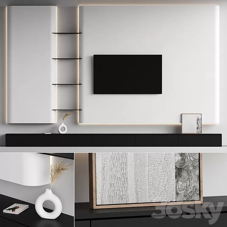 TV wall 04 3D Model Free
