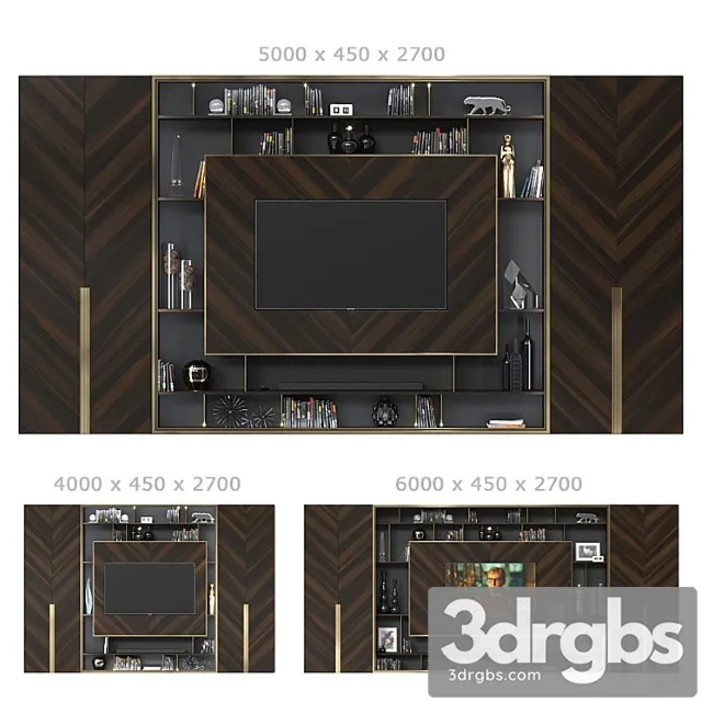 TV Wall 041 3 sizes 3D Model Free