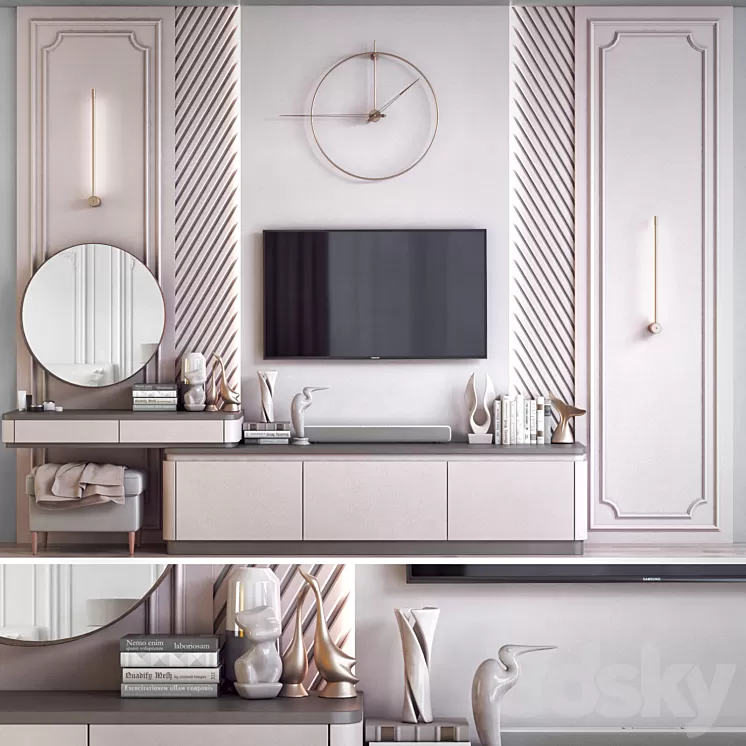TV wall 10 3D Model Free