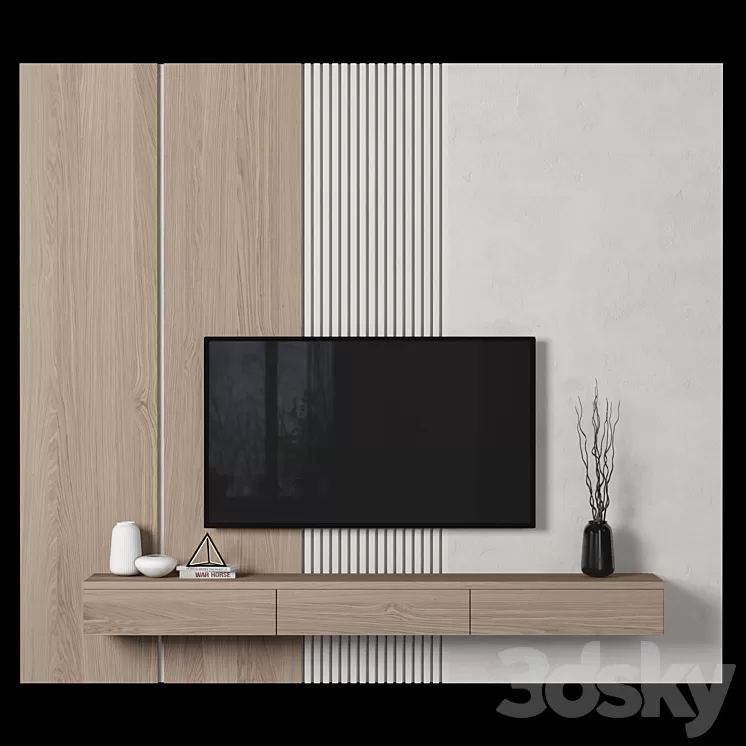 TV Wall 102 3D Model Free