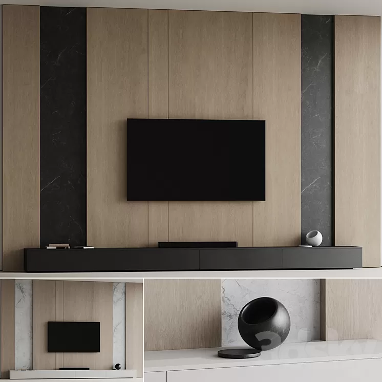 TV wall 12 3D Model Free