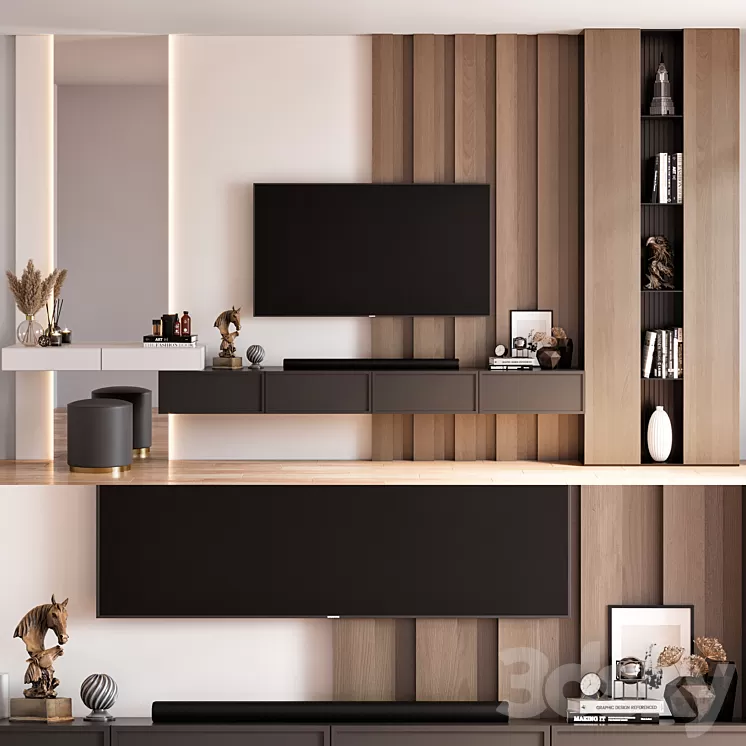 TV Wall 25 3D Model Free