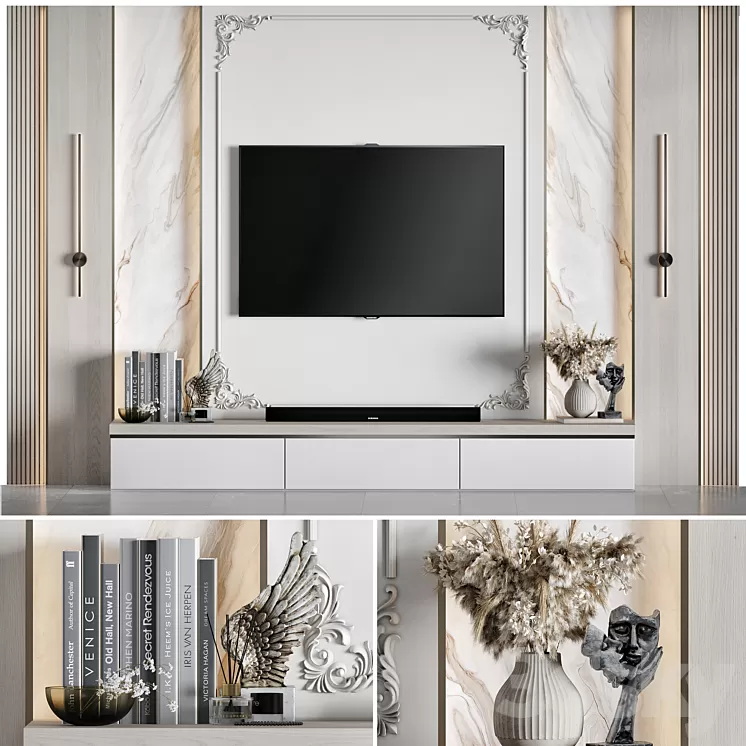 TV Wall 33 3D Model Free