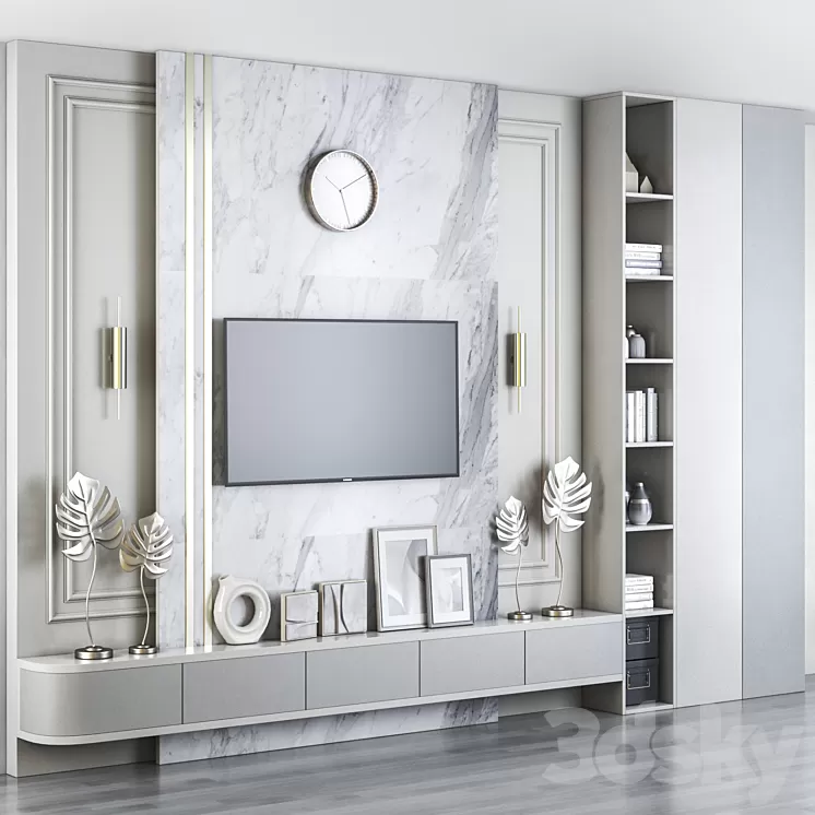 TV wall 3D Model Free