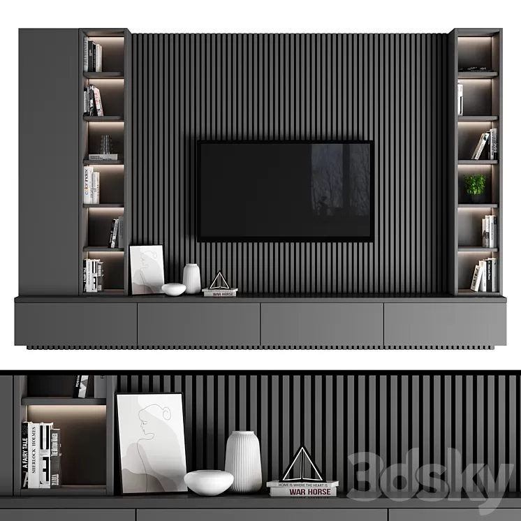 TV Wall 90 3D Model Free