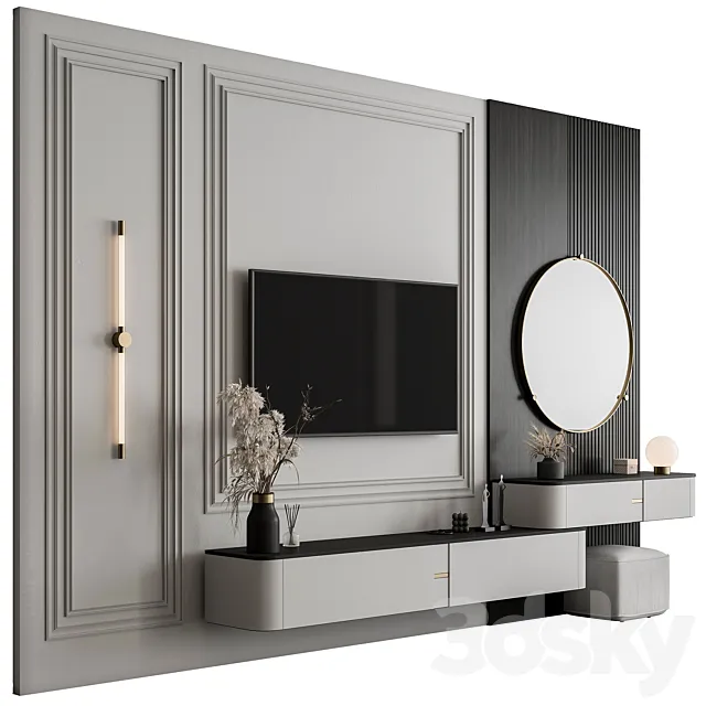 TV Wall Black and White - Set 124 3D Model