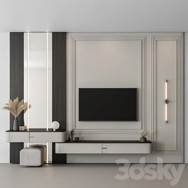 TV Wall Black and White - Set 125 3D Model