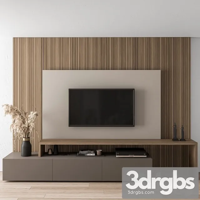 Tv wall blackk and wood - set 19