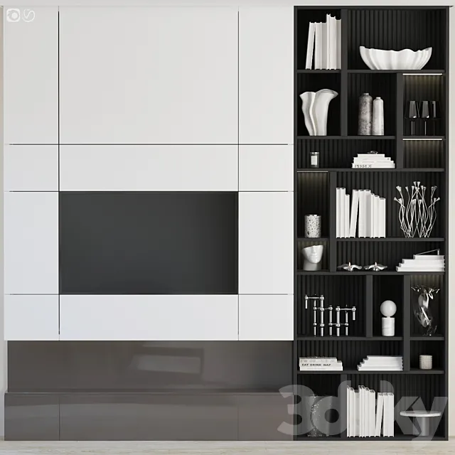 TV wall composition - 01 3D Model