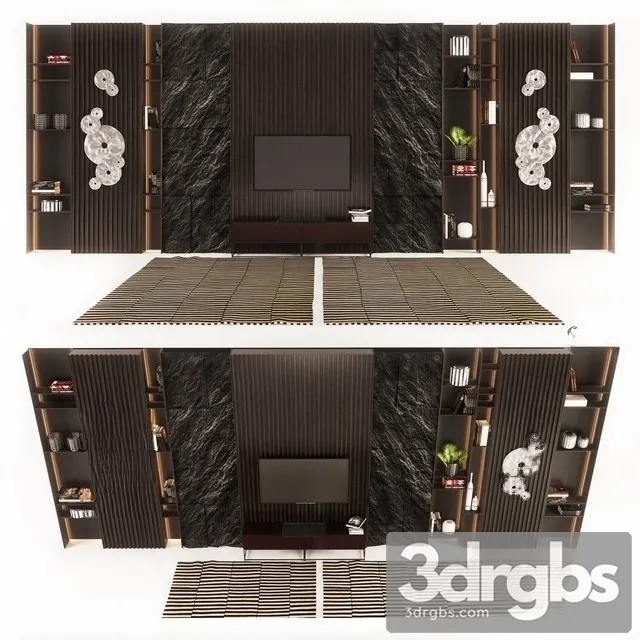 TV wall Decorative set 3D Model Free