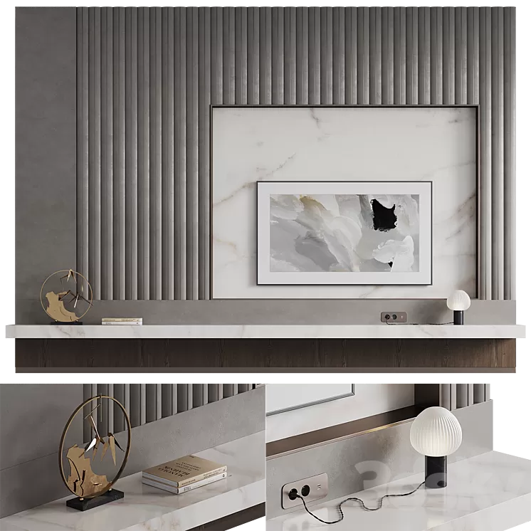 TV wall Modern 3D Model Free