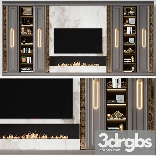 TV Wall Modern 72 3D Model Free