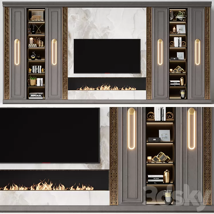 TV wall modern 72 3D Model