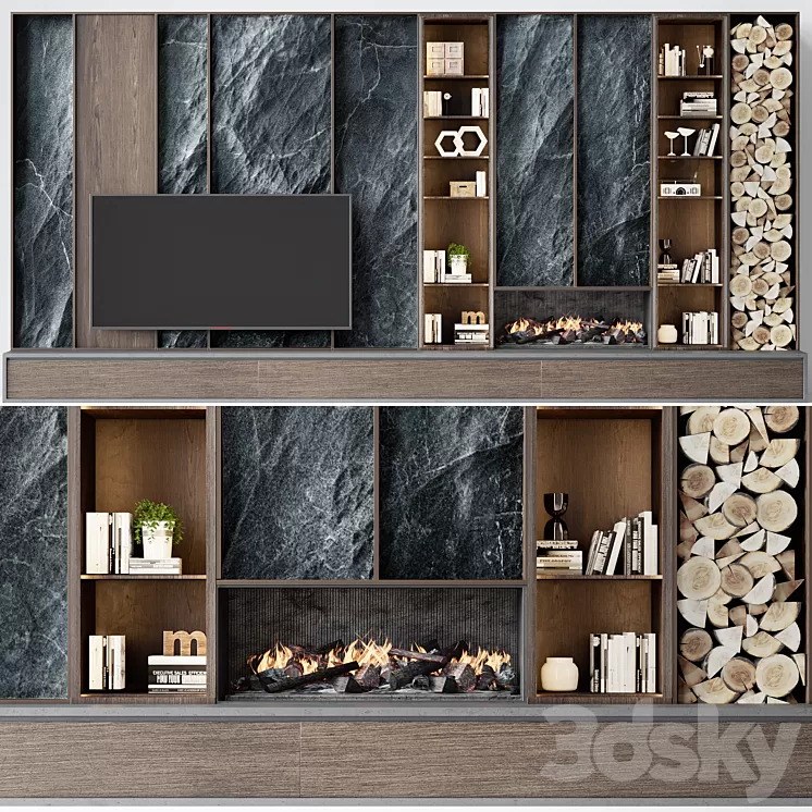 TV wall modern 76 3D Model Free