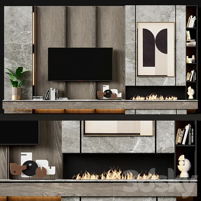 TV wall modern 83 3D Model