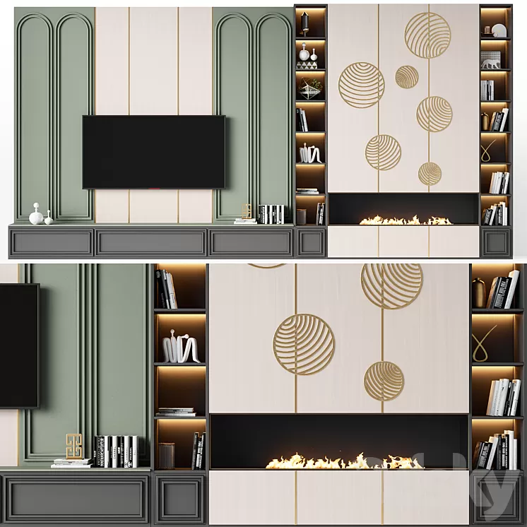 TV wall modern 92 3D Model Free