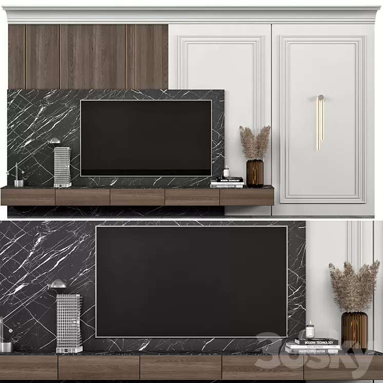 TV WALL NO15 3D Model Free