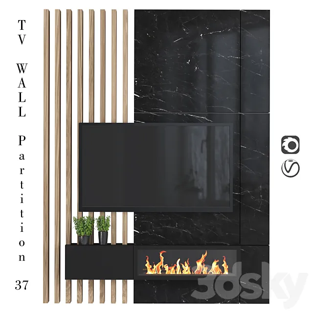 TV Wall partition 37 3D Model