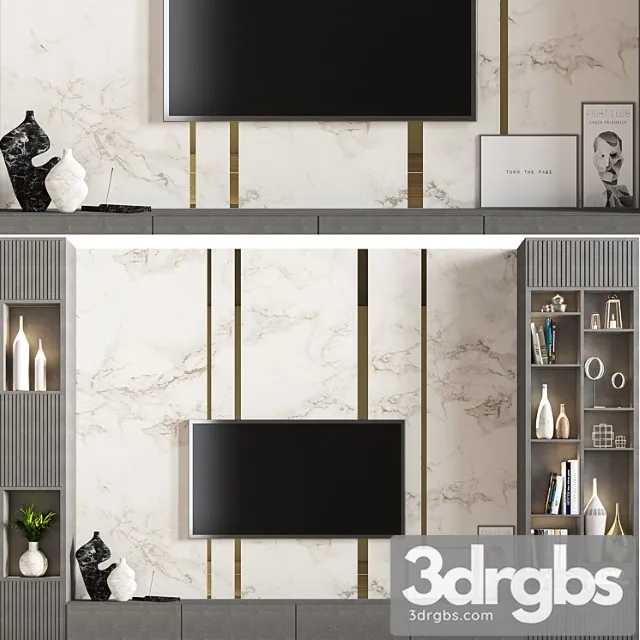 TV Wall Set 01 15 3D Model Free