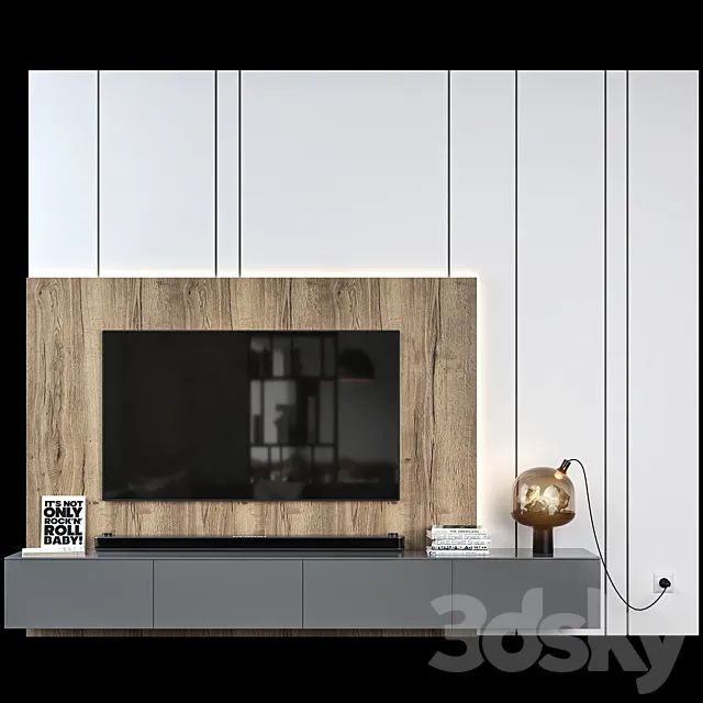 Tv wall set 01 3D Model