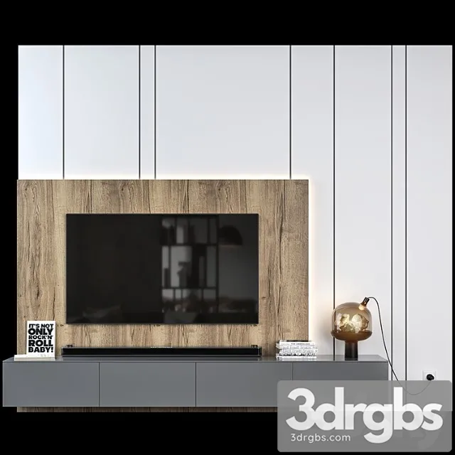 TV Wall Set 01 3D Model Free