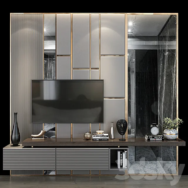 TV Wall set 0159 3D Model