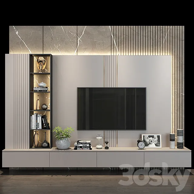 TV Wall set 0177 3D Model