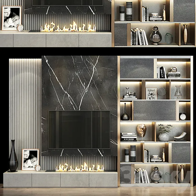 TV Wall set 0178 3D Model