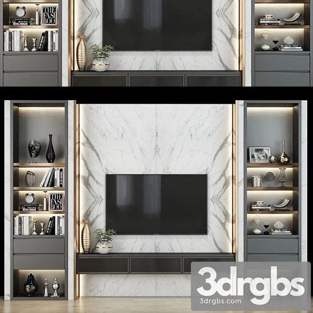 TV Wall Set 0178 3D Model Free