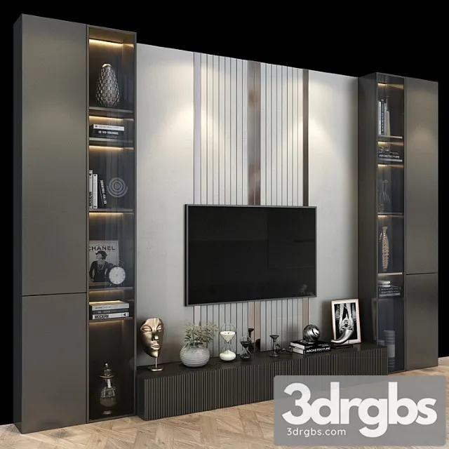 TV Wall Set 0179 1 3D Model Free
