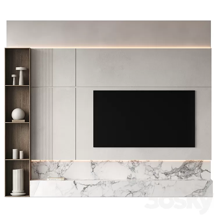 TV Wall set 02 3D Model Free