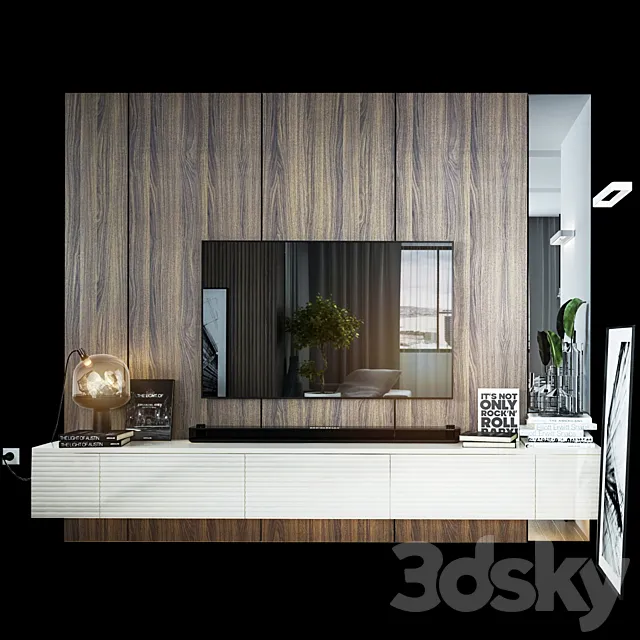 Tv wall set 02 3D Model