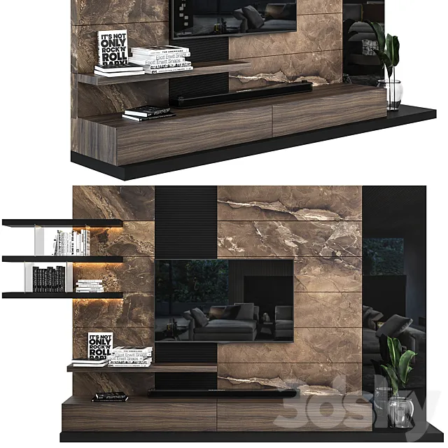 Tv wall set 03 3D Model