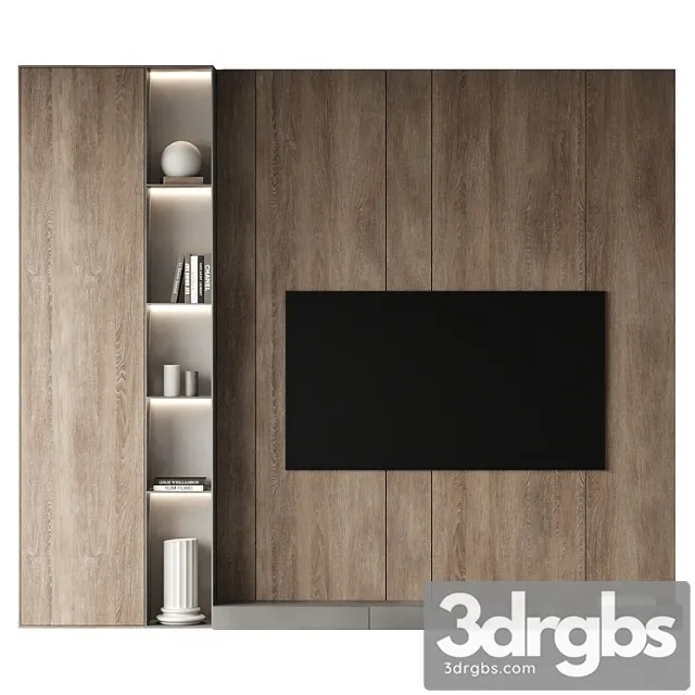 TV Wall Set 03 3D Model Free