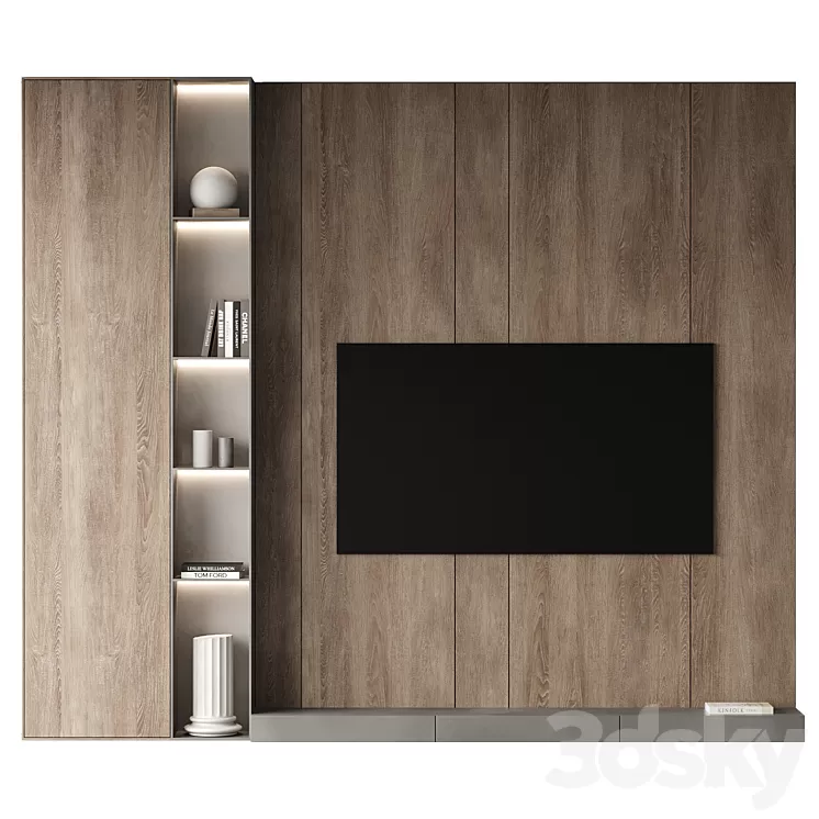 TV Wall set 03 3D Model Free