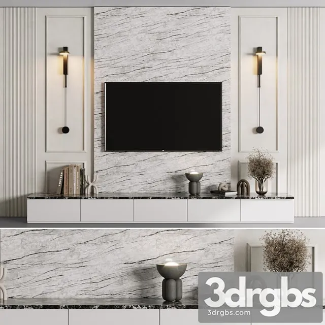 TV Wall Set 04 10 3D Model Free