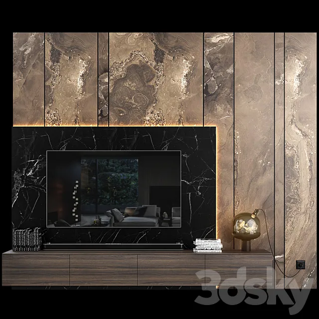 Tv wall set 04 3D Model