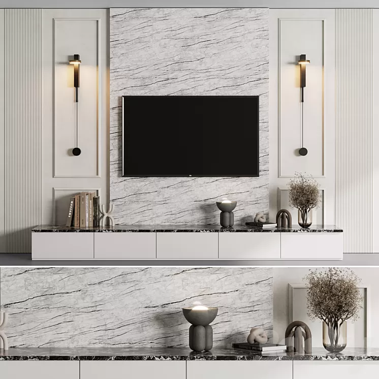 TV Wall Set 04 3D Model Free
