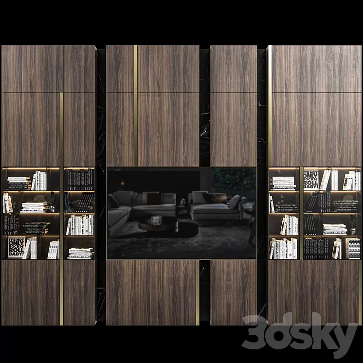 Tv wall set 08 3D Model
