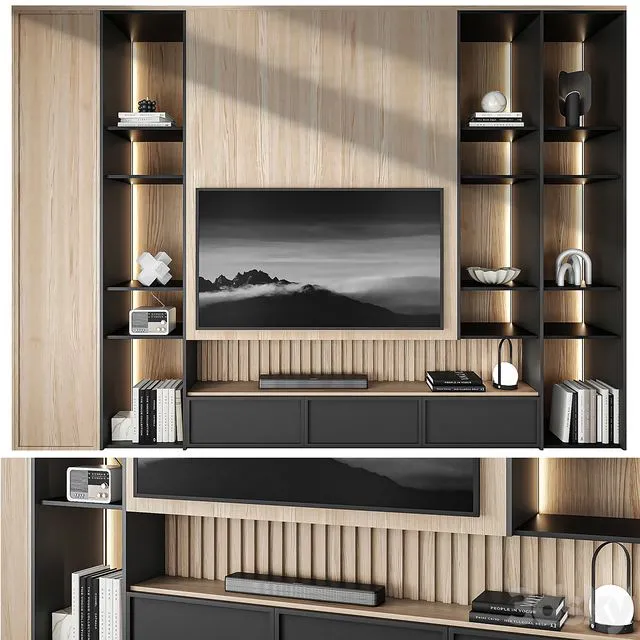 Tv wall set 10 3D Model