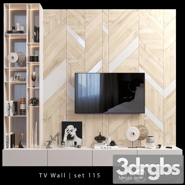 TV Wall Set 115 3D Model Free