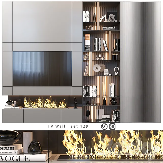 TV Wall | set 129 3D Model