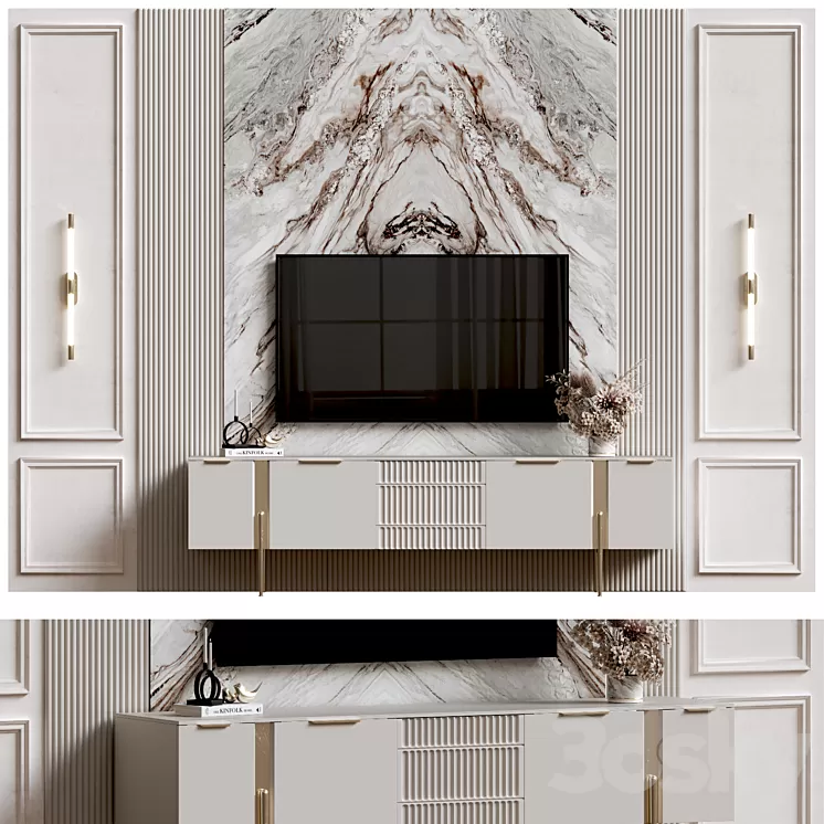 Tv wall set 14-3 3D Model Free