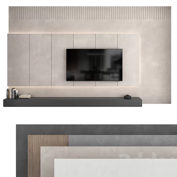 TV wall set 15 3D Model Free