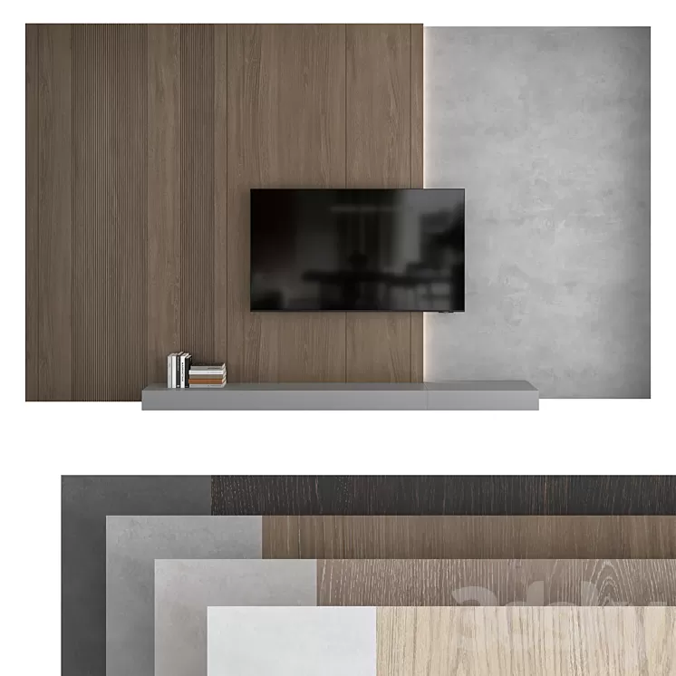 TV wall set 16 3D Model Free