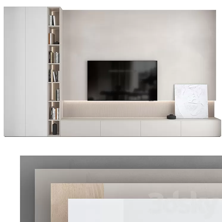 TV wall set 18 3D Model Free