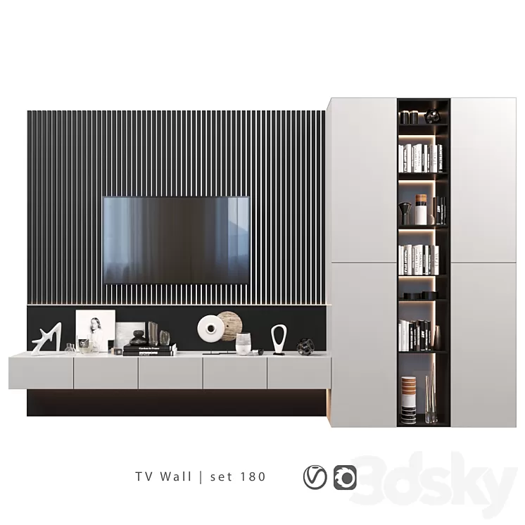 TV Wall | set 180 3D Model