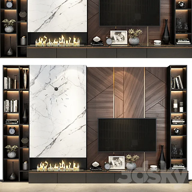 TV Wall set 204 3D Model