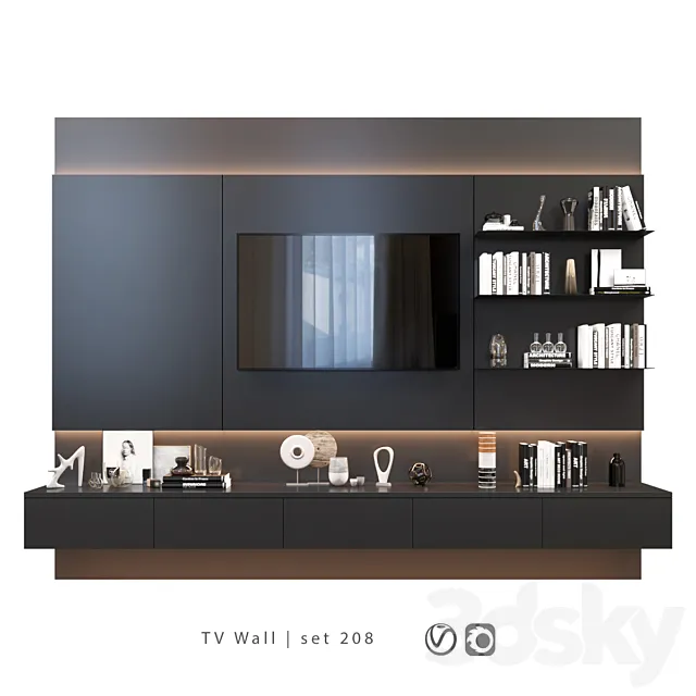 TV Wall | set 208 3D Model