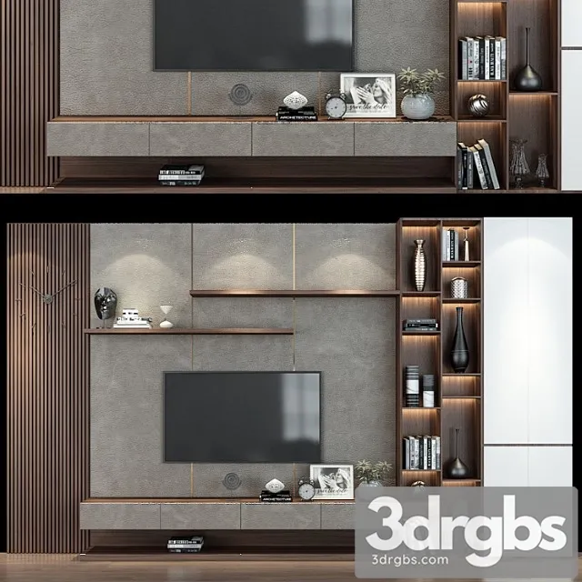 TV Wall Set 209 1 3D Model Free